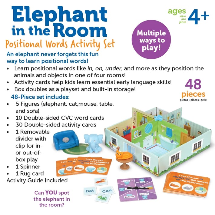 Learning Resources Образователен комплект Слон в стаята, с позиционни думи