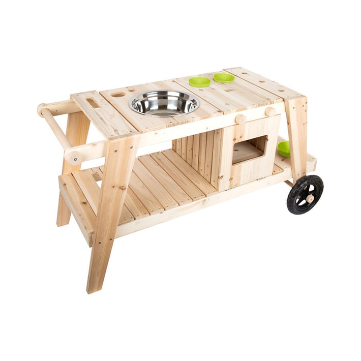 Small Foot Кухня за игра, на колела, с пясък и вода, дървена