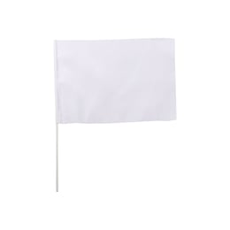 Знаме, с пластмасова дръжка, от плат, 15 х 20 cm, бяло