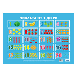 Office 1 Ученическо табло ''Цифрите от 1 до 20'', ламинирано, 50 x 70 cm