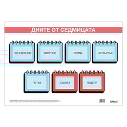 Office 1 Ученическо табло ''Дните от седмицата'', ламинирано, 50 x 70 cm