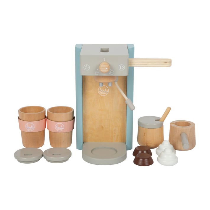 Small Foot Кафе машина Tasty, с аксесоари, дървена, 16 х 11 х 19 cm