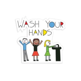 Стикер за диспенсър SCJohnson - Wash Your Hands, 10 х 10 cm
