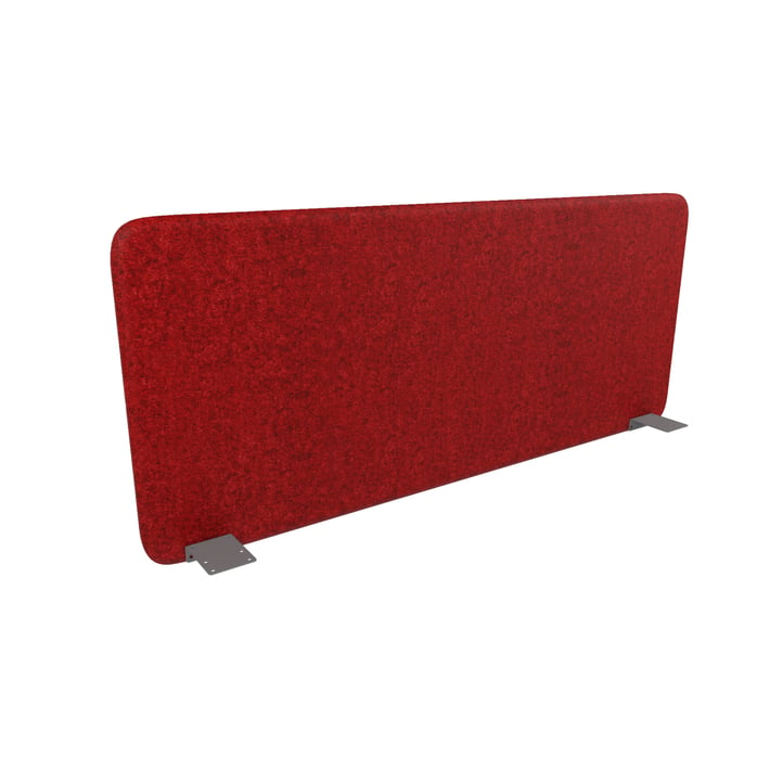 Narbutas Шумоизолиращ преграден панел за бюро Top 530, 1400x36x530 mm, дамаска Velito Presto червен меланж, сив метал