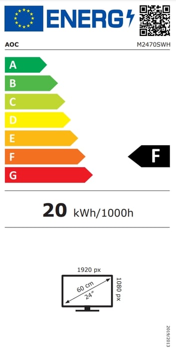 AOC Монитор M2470SWH, 23.6'', LED, 1920 x 1080, 250 cd/m2, 5 ms, HDMI, VGA, черен